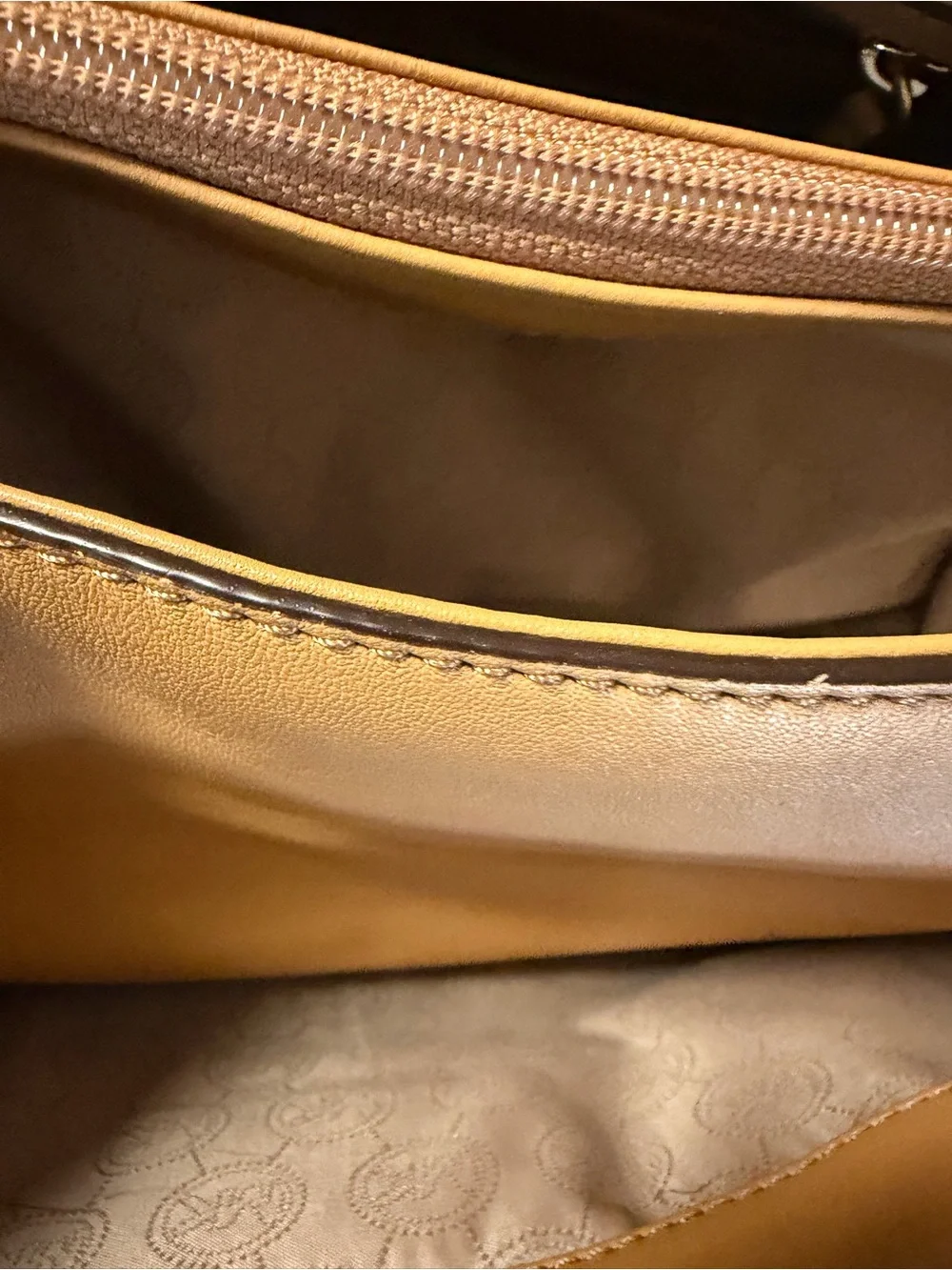 Michael Kors Camel Leather Satchel with Gold Hardware